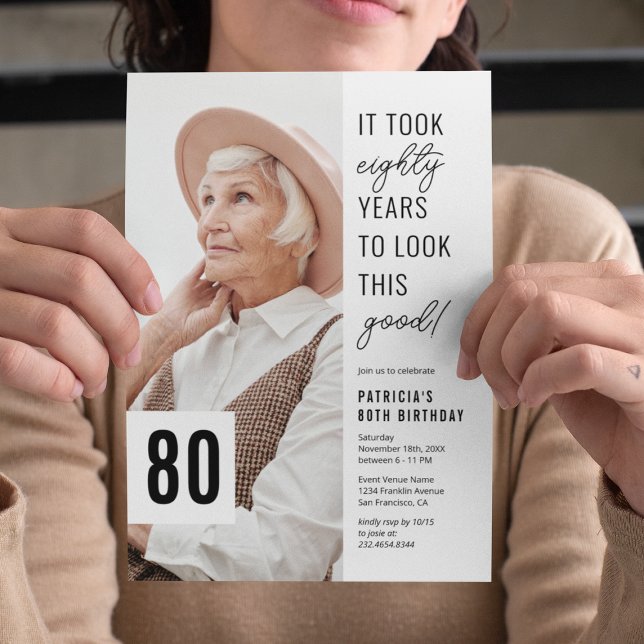 80th Birthday Photo Party Invitation (Creator Uploaded)