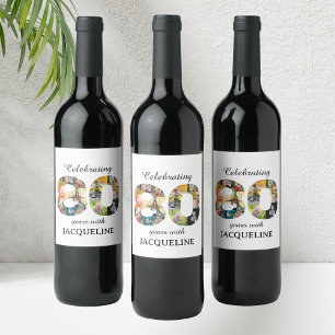 80th Birthday Photo Template Invitation Wine Label