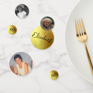 80th Birthday Photos Gold Colour Fun Confetti