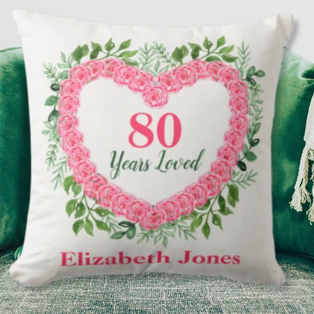80th Birthday Pillow - 80 Years Loved Design (Creator Uploaded)