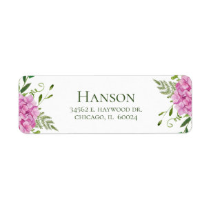80th Birthday Pink Hydrangeas Return Address