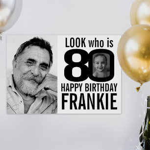 80th birthday pink look 80 custom photo now then poster