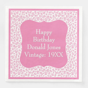 80th Birthday Pink/White Bracket Number Pattern Napkin