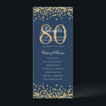 80th Birthday Program Gold Navy Blue Confetti Invitation<br><div class="desc">Elegant "Birthday Party Program" design with faux glitter confetti and custom text.</div>