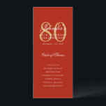 80th Birthday Program Gold Red Thank You Invitation<br><div class="desc">Elegant "Birthday Party Program" design featuring a formal typography script & custom text.</div>