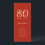 80th Birthday Program Gold Red Thank You Invitation<br><div class="desc">Elegant "Birthday Party Program" design featuring a formal typography script & custom text.</div>