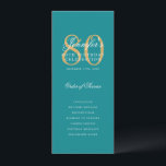 80th Birthday Program Gold Turquoise Thank You Invitation<br><div class="desc">Elegant "Birthday Party Program" design featuring a formal typography script & custom text.</div>