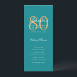 80th Birthday Program Gold Turquoise Thank You Invitation<br><div class="desc">Elegant "Birthday Party Program" design featuring a formal typography script & custom text.</div>