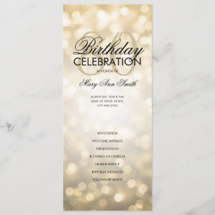 80th Birthday Program Lights Gold Menu
