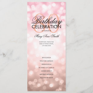 80th Birthday Program Lights Rose Gold Menu