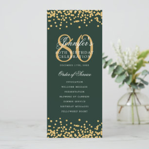 80th Birthday Program Menu Thanks Gold Green  Invitation