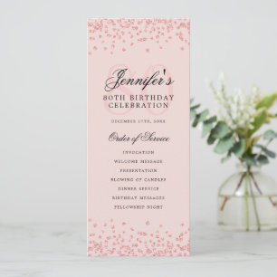 80th Birthday Program Menu Thanks Rose Gold Blush Invitation