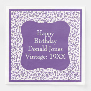 80th Birthday Purple/White Bracket Number Pattern Napkin
