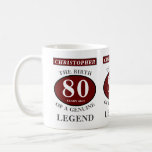 80th Birthday Red Genuine Legend Add Your Name Coffee Mug<br><div class="desc">Fun 80th "Birth Of A Legend" birthday red, grey and white mug. Add the year, change "Legend" to suit your needs. Add the name and change the bottom text . All easily done using the template provided. You can also change the age to make any age you want eg 45th,...</div>