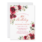 80th Birthday Red Rose Pink Peony Floral