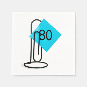 80th Birthday Reminder Note On a Paper Clip Napkin