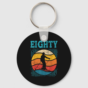 80th Birthday Retro Ski Skiing 80 Year Old Men Wom Key Ring