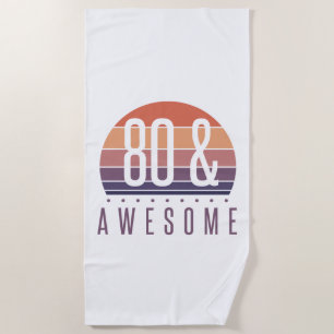 80th Birthday Retro Sunset Beach Towel