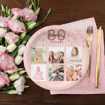 80th birthday rose gold blush glitter drips paper plate<br><div class="desc">For a 80th birthday party, celebrating her life with a collage of 6 of your own photos. Personalise and add a name, age 80 and a date. Date of birth or the date of the party. Dark rose gold and black coloured letters. A trendy rose gold coloured background decorated with...</div>