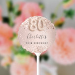 80th birthday rose gold blush glitter name balloon<br><div class="desc">Elegant,  classic,  glamourous for a 80th birthday party.  Rose gold and blush gradient background. Decorated with rose gold,  faux glitter,  sparkles.  Personalise and add a name.   The name is written with a modern dark rose coloured hand lettered style script.   Number 80 is written with a balloon style font.</div>