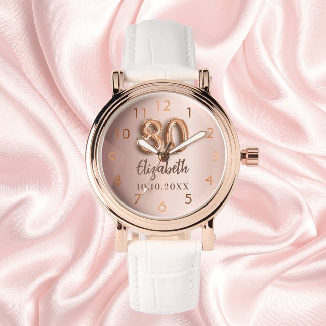 80th Birthday rose gold name Watch (Creator Uploaded)