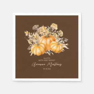 80th Birthday Rustic Boho Pumpkin Fall Custom Napkin