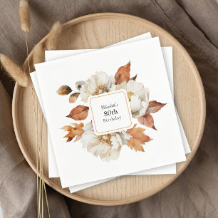 80th Birthday Rustic Feminine Fall Floral Napkin