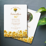 80th Birthday Rustic Sunflower Floral Photo Invitation<br><div class="desc">Introducing the 80th Birthday rustic sunflowers party invitation. As unique as the beautiful person celebrating that special milestone event. A soft,  elegant and gentle design with a touch of boho country feel. Easily add your party details and a favourite photo to call family and friends together in celebration.</div>