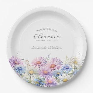 80th Birthday September Birth Flower Paper Plate