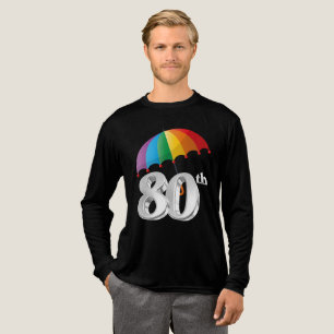 80th Birthday Silver 3D Number Tri-Blend Shirt