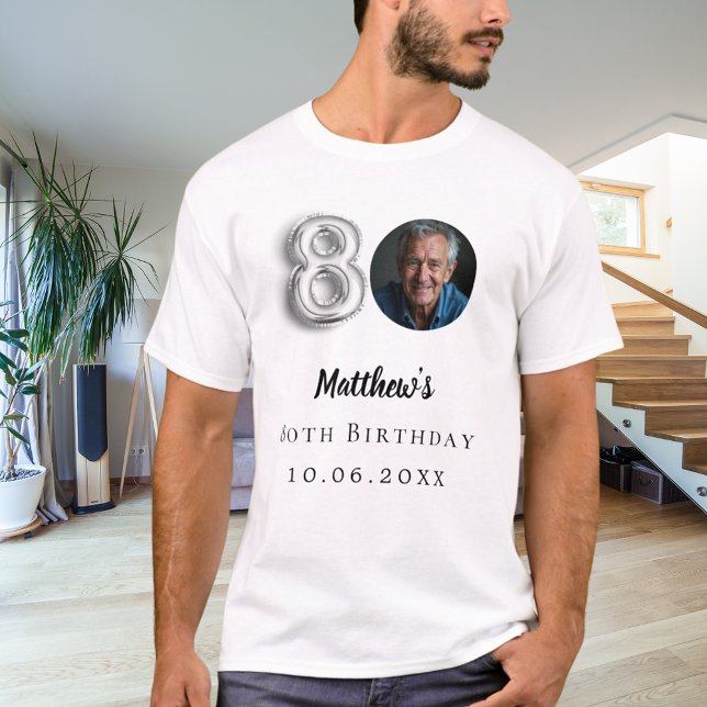 80th birthday silver photo T-Shirt (Creator Uploaded)