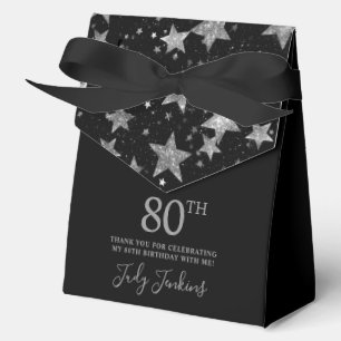 80th Birthday Silver Stars Thank You  Favour Box