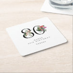 80th Birthday Simple Elegant Tropical Invitation Square Paper Coaster<br><div class="desc">An elegant and simple tropical 80th birthday design that is sophisticated and classy, this paper party coaster has palm fronds, hibiscus, fig blossoms, anthuriums, bird of paradise, and orchids adorn the number "80" with beauty and elegance for this special milestone birthday celebration. Below the age, an elegant text template with...</div>