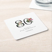 80th Birthday Simple Elegant Tropical Invitation