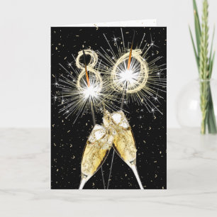 80th Birthday Sparklers and Champagne Toast Card