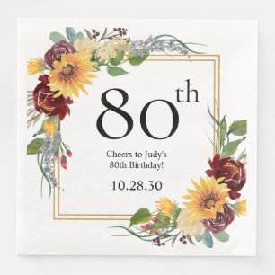 80th Birthday Sunflowers Napkin