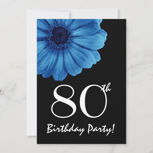 80th Birthday Template Blue Daisy (Front)