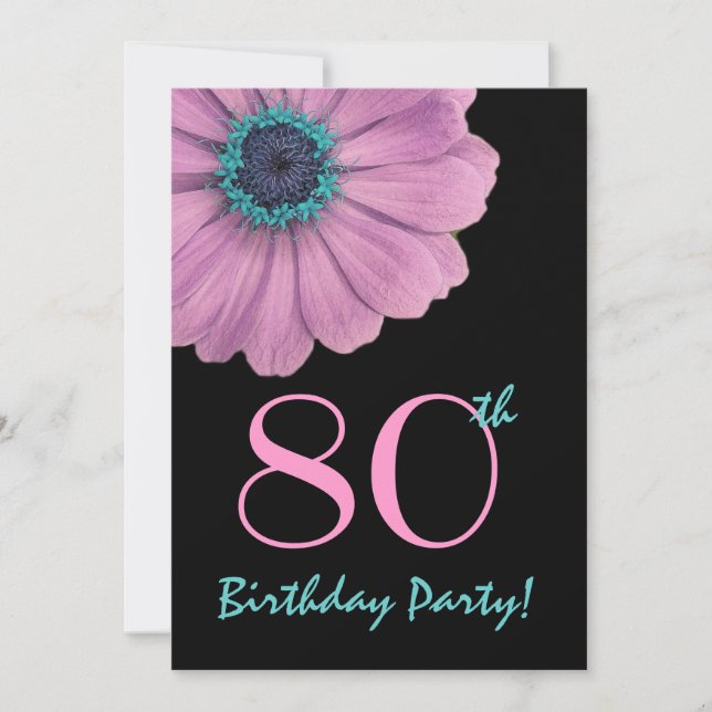 80th Birthday Template - Pink Daisy (Front)