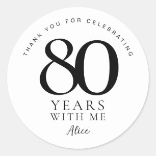 80th Birthday Thank You Favour Party Stickers