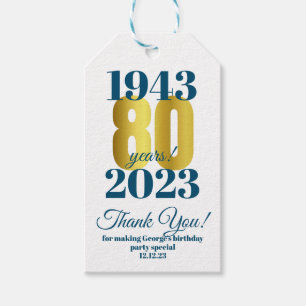 80th Birthday Thank You Gift Tags
