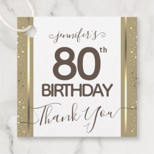 80th Birthday Thank You Gold Elegant Script Favour Favour Tags