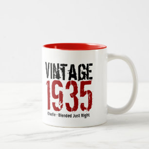 80th Birthday Vintage 1935 or Any Year V01E1 Two-Tone Coffee Mug