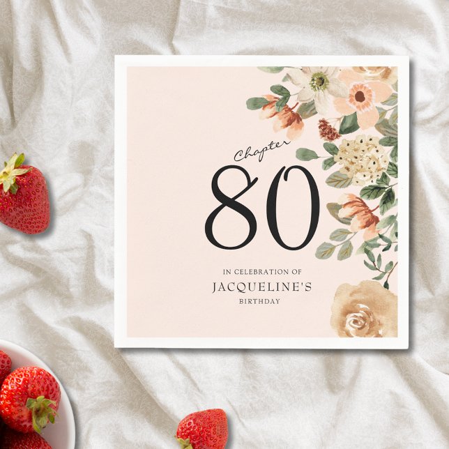 80th Birthday Vintage Floral Napkin (Discover how our elegant personalized 80th Birthday Vintage Floral Napkins can transform your party)