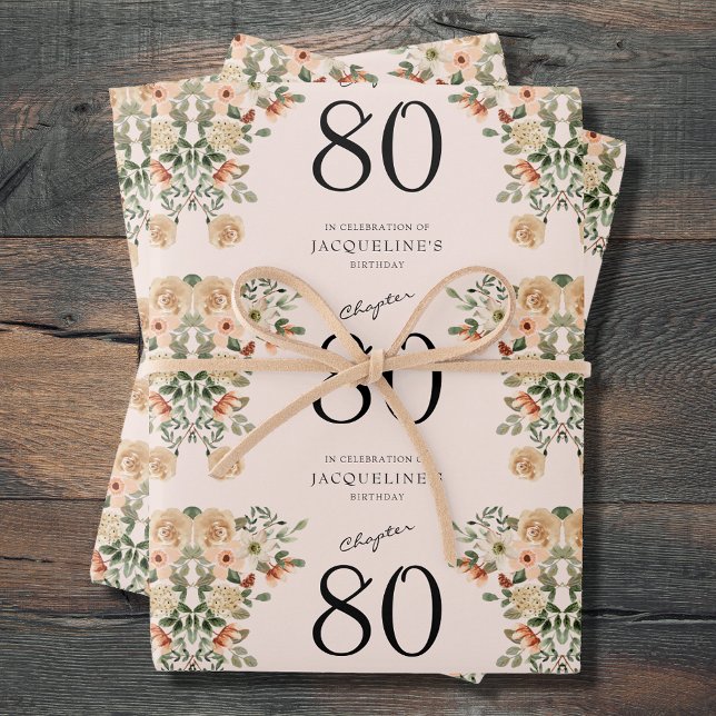 80th Birthday Vintage Floral Wrapping Paper Sheet (80th Birthday Vintage Floral Wrapping Paper Sheets.
Throwback to a time of elegance and charm.)