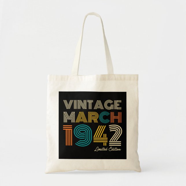 80th Birthday Vintage March 1942 Tote Bag (Front)