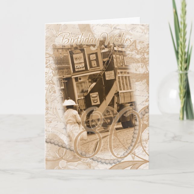 80th Birthday - Vintage, Nostalgia, Retro Birthday Card (Front)