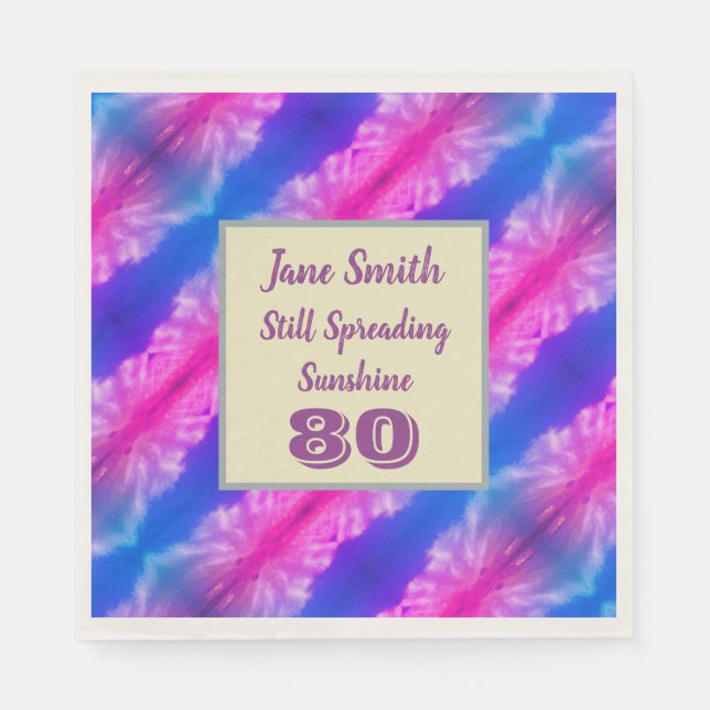 80th Birthday Vivid Colourful Milestone Celebratio Napkin (Front)