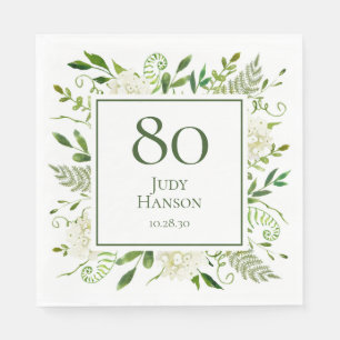 80th Birthday White Hydrangeas Napkin