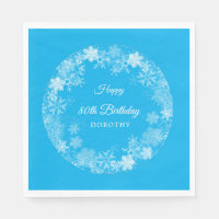 80th Birthday Winter Wonderland Snowflake Blue