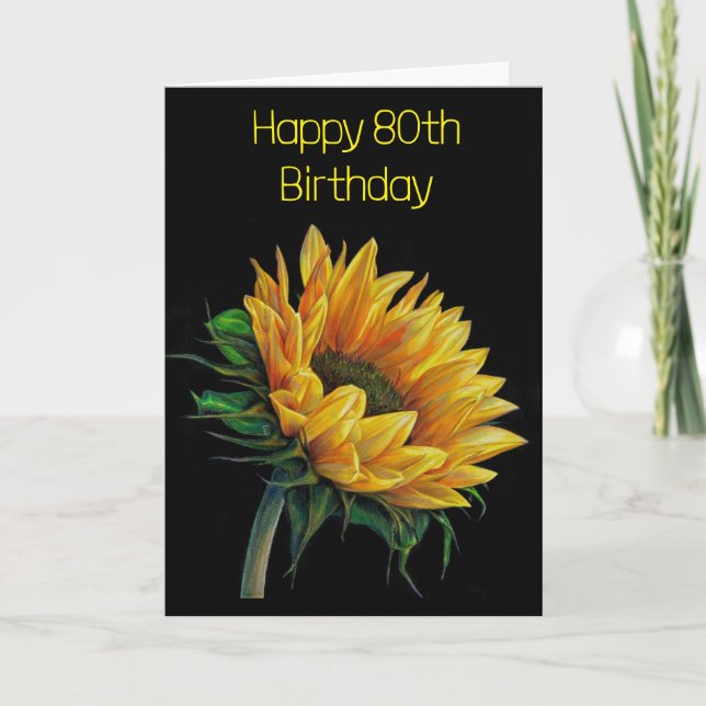 **80th BIRTHDAY** with BEAUTIFUL SUNFLOWER Card (Front)